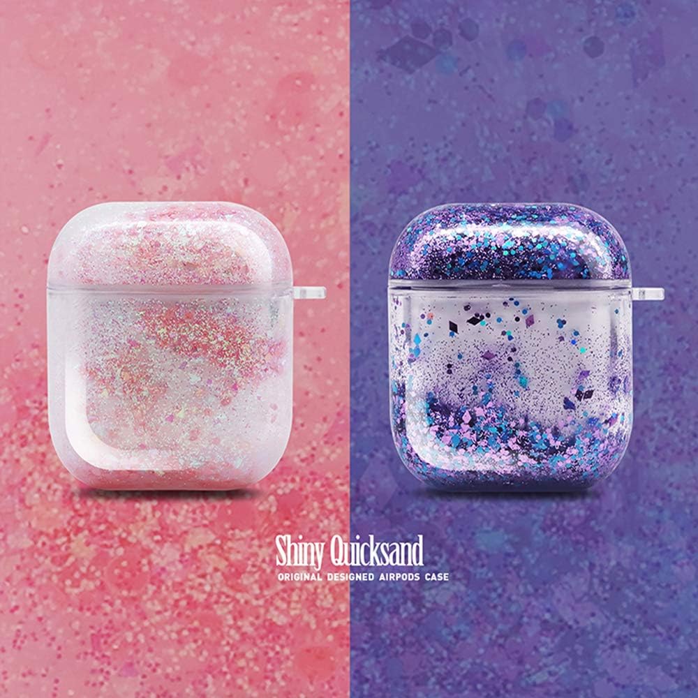 UnnFiko Bling Quicksand Case Compatible with AirPods 1/2, Cute Sparkle Liquid Protective Case - Image 3