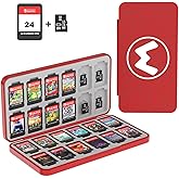 PURBHE Switch Game Case for Nintendo Switch 1 & 2 Card, Portable Nintendo Switch Game Holder with 24 Cartridge Slots and 24 Micro SD Card Slots,Accessories for Nintendo 1 and 2 Switch (Red)
