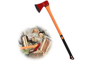 ETICSIPA Chopping Axe: 33.5” Hatchet Axe with Shock Absorbing Fiberglass Handle 4.5lbs Felling Axes for Splitting Log Cutting Firewood GardeningTool