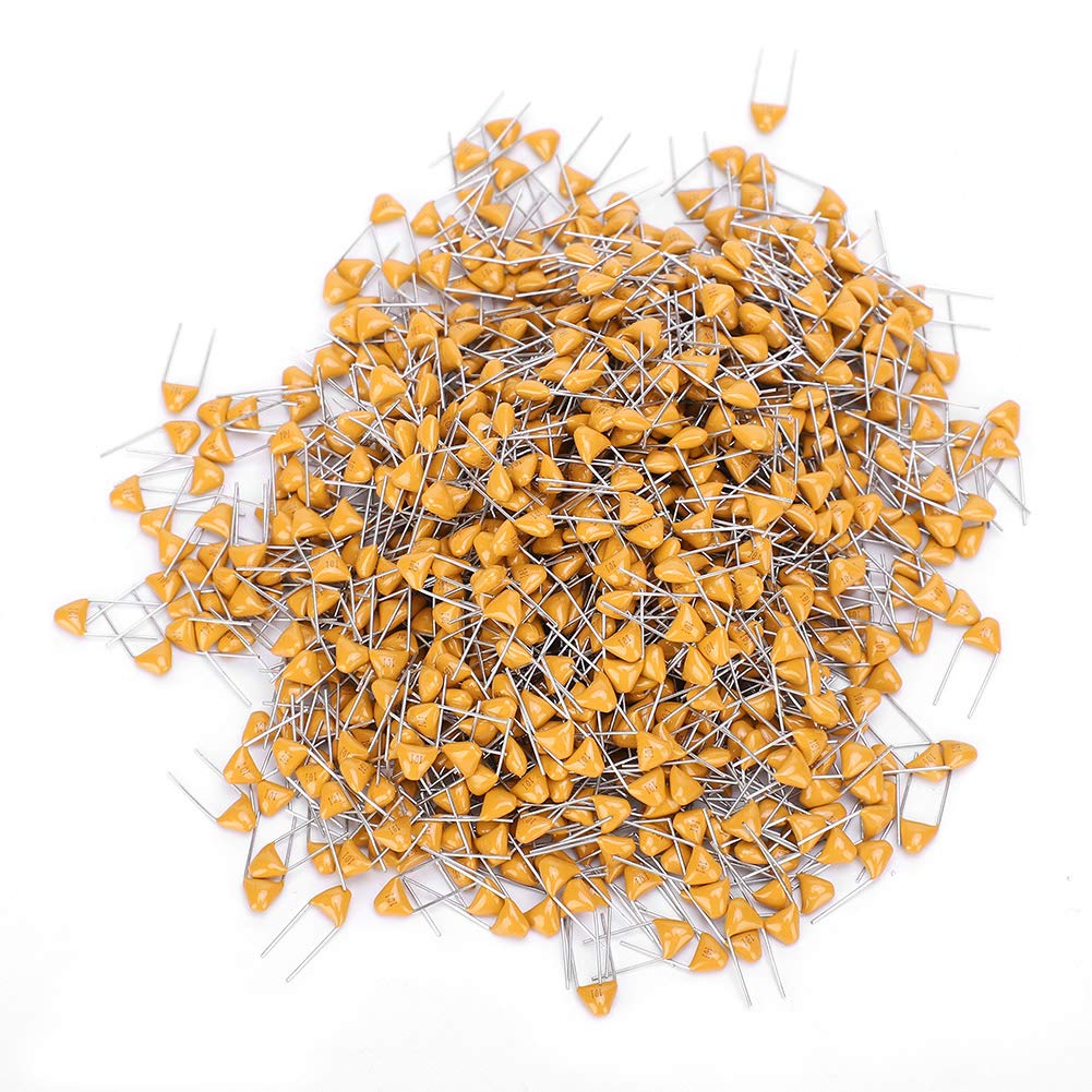 Garosa 1000Pcs Ceramic Chip Capacitors Assortment Kit, Monolithic Multilayer Capacitor 100PF 5.08mm Lead Pitch DC50V 10% Deviation Through Hole Components