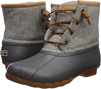 sperry women's saltwater emboss wool rain boot dark grey