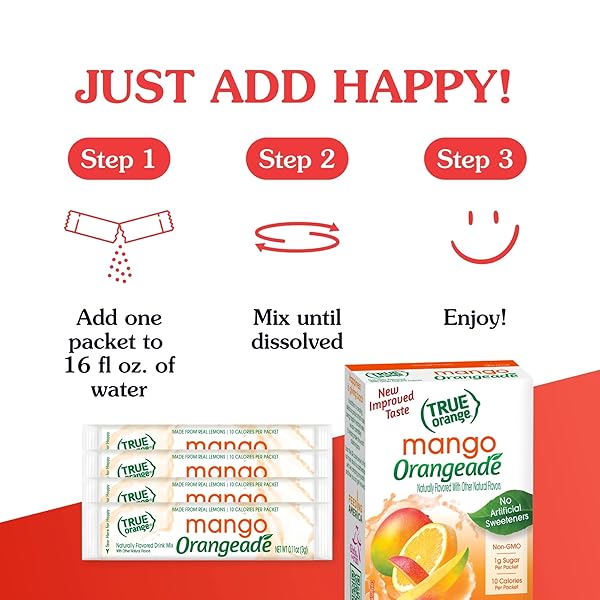 TRUE ORANGE, MANGO ORANGE DRINK MIX, 10-COUNT (PACK OF 4)