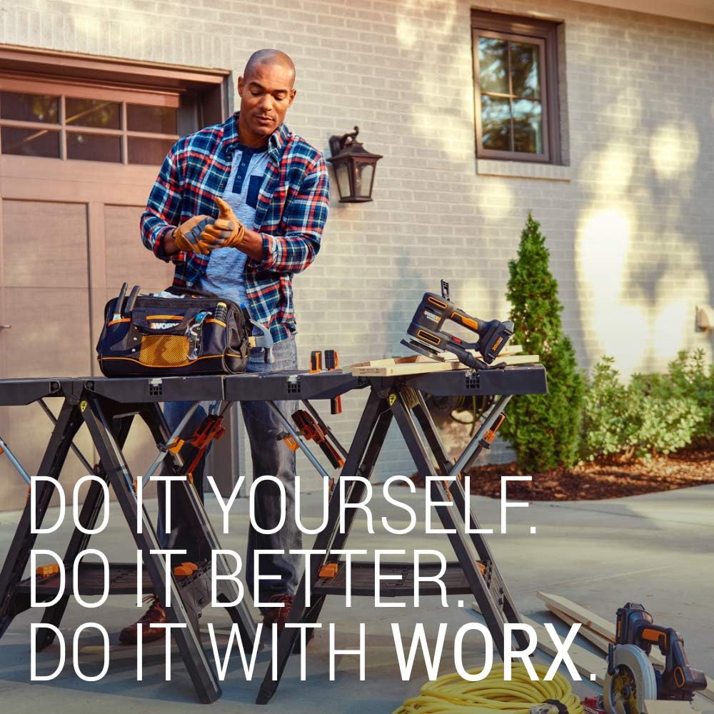 WORX Pegasus Multi-Function Work Table and Sawhorse with Quick Clamps and Holding Pegs – WX051: Home Improvement