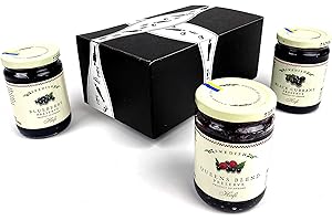 Hafi Swedish Preserves 3-Flavor Variety: One 14.1 oz Jar Each of Queen's Blend, Blueberry, and Black Currant in a BlackTie Bo