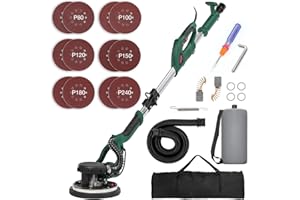 KUIMIT Drywall Sander, 850W Electric Sander with 12 Pcs Sanding Discs, 6 Variable Speed 800-1750 RPM Wall Sander with Extenda