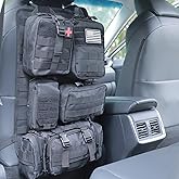 Jimikay Tactical Car Seat Back Organizer Hanger Bag with 5 Detachable Molle Pouch Vehicle Molle Panel Organizer Storage Bag U