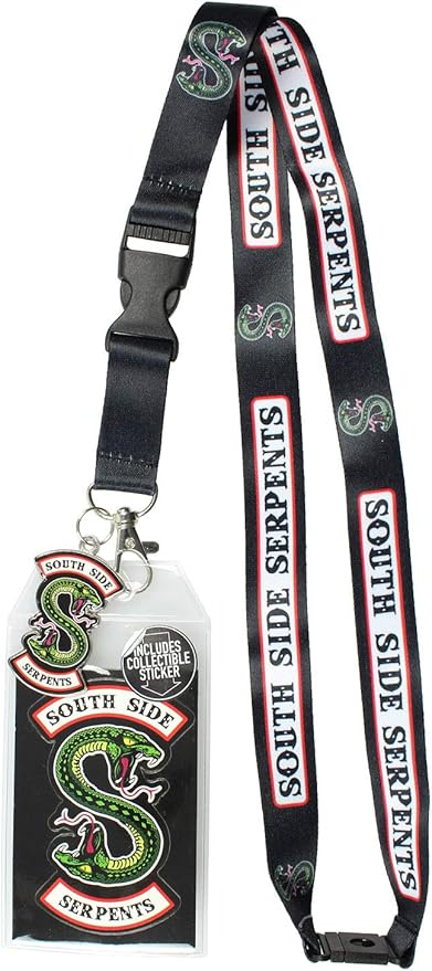 Amazon Com Riverdale Southside Serpents Id Lanyard Badge Holder With 2 Metal Charm Pendant And Collectible Sticker Office Products