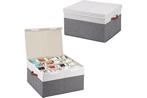 GOWEE 2 Pack Shoe Storage Box Organizer for Closet Fits 32 Pairs, Large Shoe Storage Bin Containers with Adjustable Dividers for Sandals, High Heels, Sneakers, Stackable and Foldable (Grey and White)
