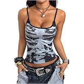 SOLY HUX Women's Gothic Graphic Cami Crop Tops Y2k Skull Print Camisole | Spaghetti Strap, Going Out, Summer Camisole