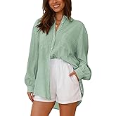Neweek Womens Button Down Boyfriend Striped Shirts Long Sleeve Cotton Work Office Loose Blouses Tops with Pocket 2025