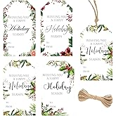 80 Pcs Holiday Gift Tags with String Xmas Holly Berry Gift Tags Happy Holidays Season Gift Tag Holly Christmas Tag for Present Wrap Holiday Christmas Party Decor (2x3.5 Inch)