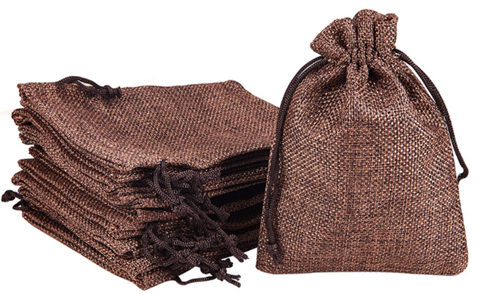 Ranvi 30 Pack Burlap Bag with Drawstring - 5.51" x 3.93" Gift Bag Jewelry Pouches Sacks for Wedding Favors, Party, DIY Craft and Christmas- Coffee Brown