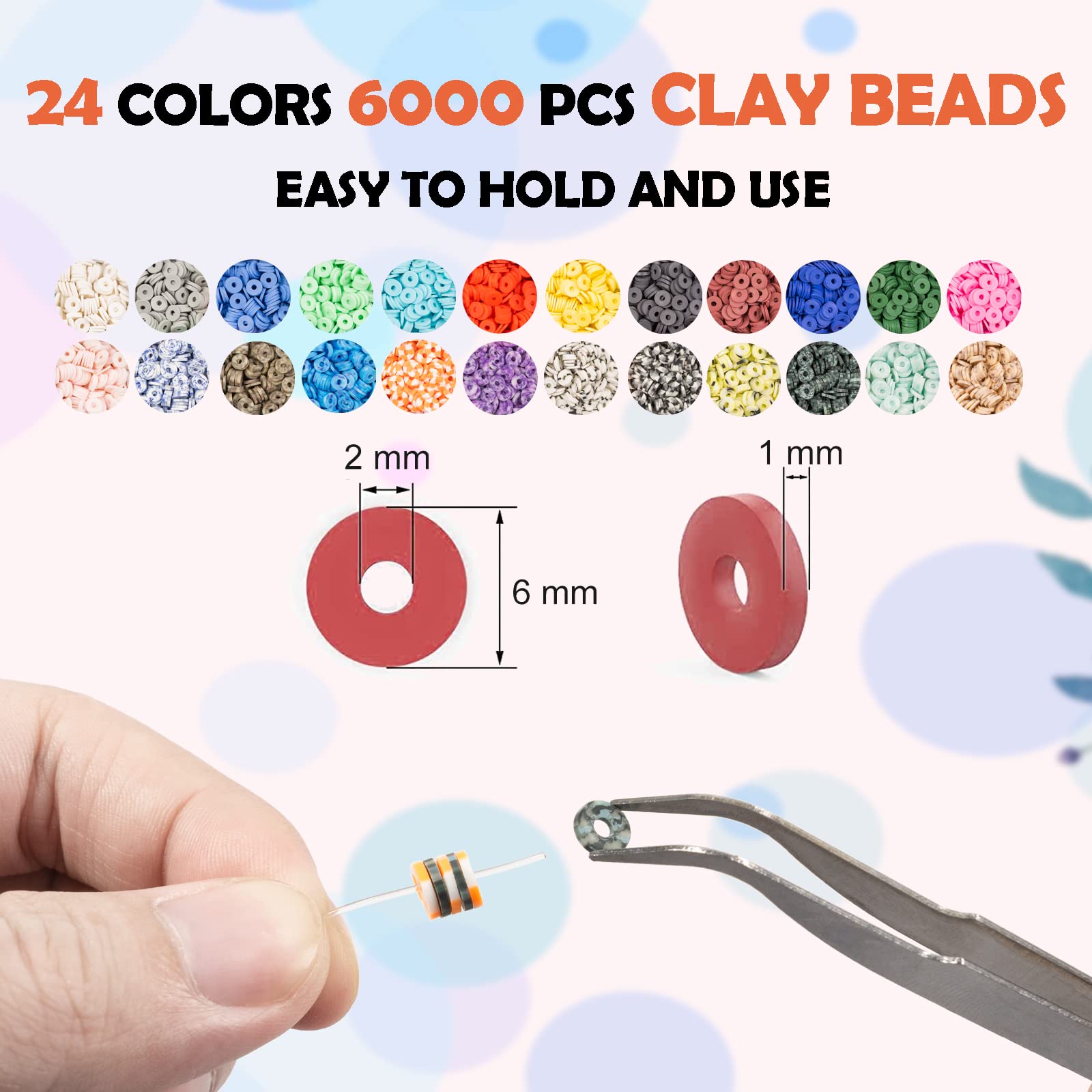 Lynnmos Clay Beads 8000 Pcs 2 Boxes Bracelet Making Kit - 24 Colors Polymer Clay Beads for Bracelet Making Set - Heishi Disc Beads for Jewelry Making kit with Charms and Gift Pack for Girls
