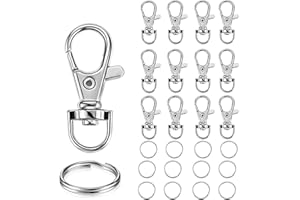 YHYZ Keychain Key Chain Rings Clips Bulk(60pcs, Small), Silver Swivel Lanyard Snap Hooks (32mm) X 30pcs + Key Rings X 30pcs, for Keychain Crafts Resin Projects, Lanyard, Bag, Purse,Tag