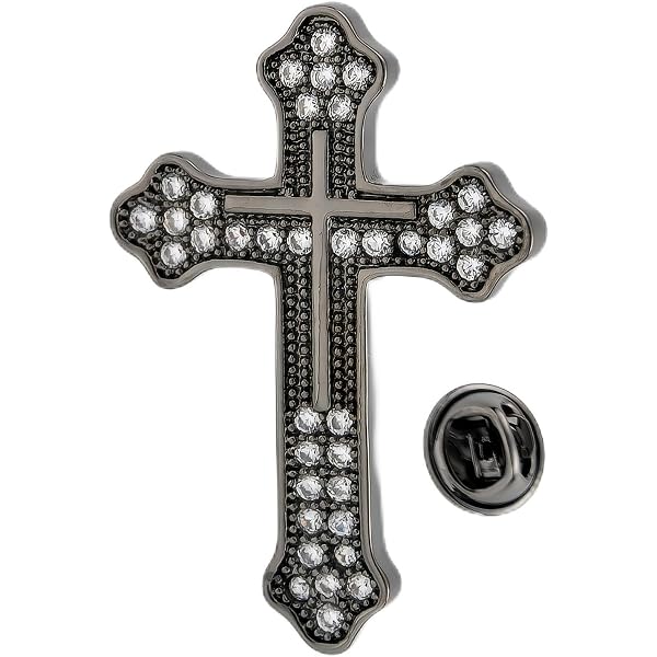 14k Yellow Gold Budded Cross Lapel Pin For Men - 15x10.5mm, Real Gold, Religious Faith Jewelry - View #2