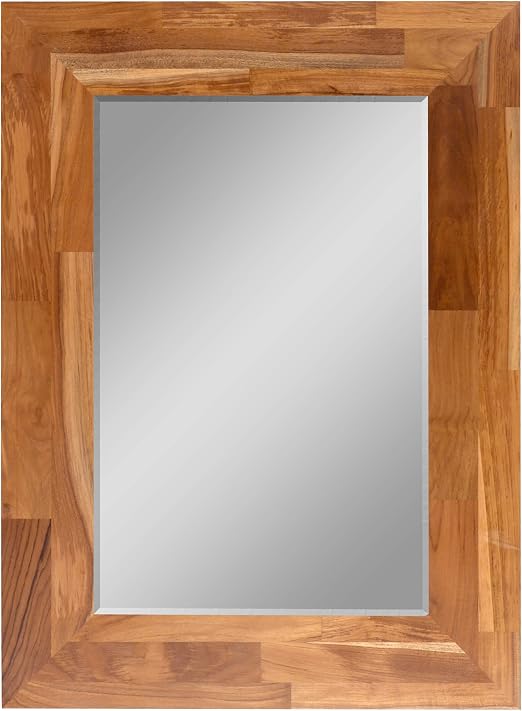 Amazon Com Gls Solid Teak Wall Mount Mirror Frame 23 23x15 35 Inch 31 5x23 62x0 79 Inch Overall Size In The Bedroom Bathroom Hallway Or Living Room Home Kitchen
