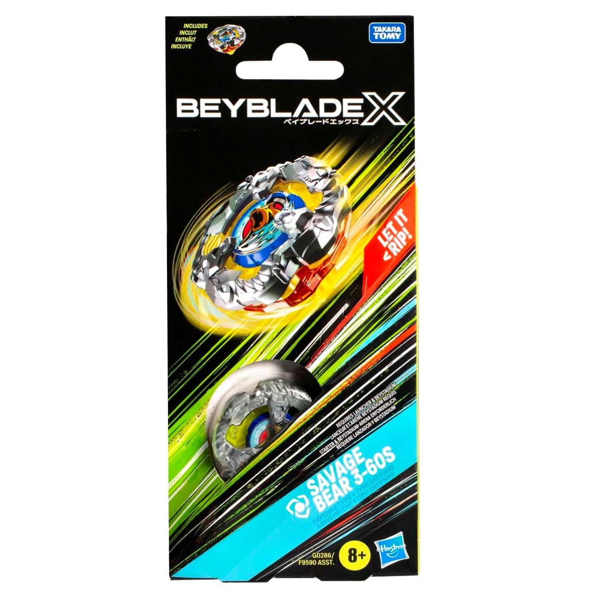 Beyblade X Savage Bear3-60S Top Booster Pack Set, Includes 3-60S Right-Spin Defense Type Top, Spinning Toy for Kids 8+, Defend & Dominate in Epic Battles