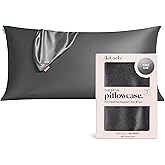 Kitsch Satin Pillowcase with Zipper for Hair & Skin - Softer Than Silk Pillow Cases, Smooth Cooling Satin Pillow Case, Wrinkle-Free, Machine Washable - King Size Satin Pillow Case (19x36) - Charcoal