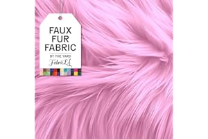 FABRICLA Faux Fur Fabric by The Yard - Artificial Craft Fur - 36" X 60" Inch Wide - Fur Fabric for Craft Supply, DIY Furry Plush Projects, Sewing, Material, Decoration, Upholstery, Baby Pink, 1 Yard
