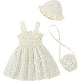 Renotemy Baby Girl Dress Toddler Girl Clothes Summer Outfits Gifts Cotton Sundress Infant Dresses for Girls with Hat and Bag