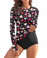 WOWENY Women Rash Guard Long Sleeve Swimsuit Top