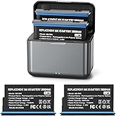 2 Pack Upgraded 2800mAh 360 X5 Battery Compatible with Insta360 X5, Dual Slot Charger Accessories (2 Rechargeable Batteries +