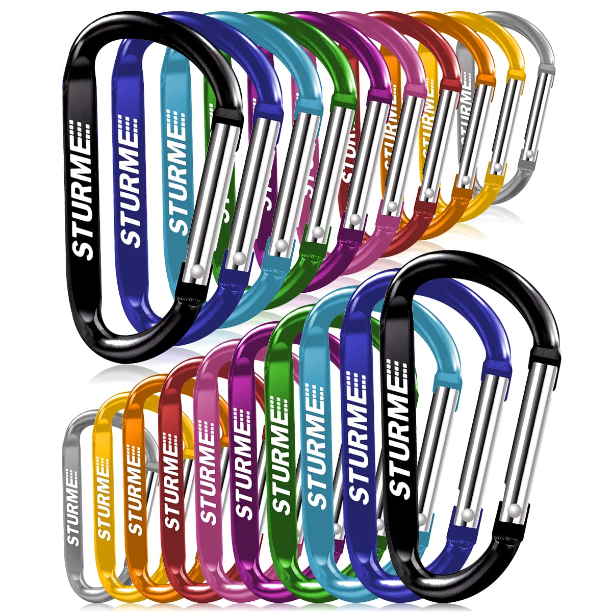 Photo 1 of STURME 20pcs 2.7" Carabiner Clip Durable Carabeaner Hooks Small Carabiner D Clip