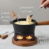 Boska Fondue Set Pro S 700 ml Cheese Tea Light Forks Cast Iron Oak Base view 5