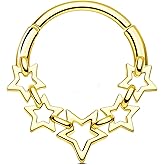 Jewseen Star Septum Ring 16G Septum Jewelry Nose Ring Daity Daith Piercing Jewelry for Women Surgical Steel Helix Rook Earrings