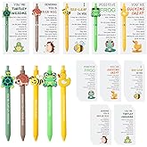 BHHQHH 30 Sets Employee Appreciation Gifts Bulk Funny Animal Thank You Ballpoint Pens with Motivational Cards Inspirational Gifts for Coworkers Teacher Team Staff