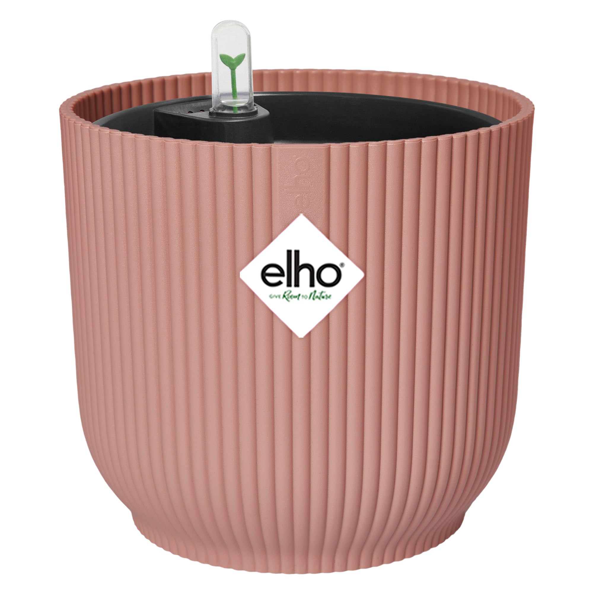 elho Vibes Fold Round Flower Pot with Self Watering Insert - 100% Recycled Plastic - Plant Pots Indoor - Ø 18 cm - Pink/Delicate Pink