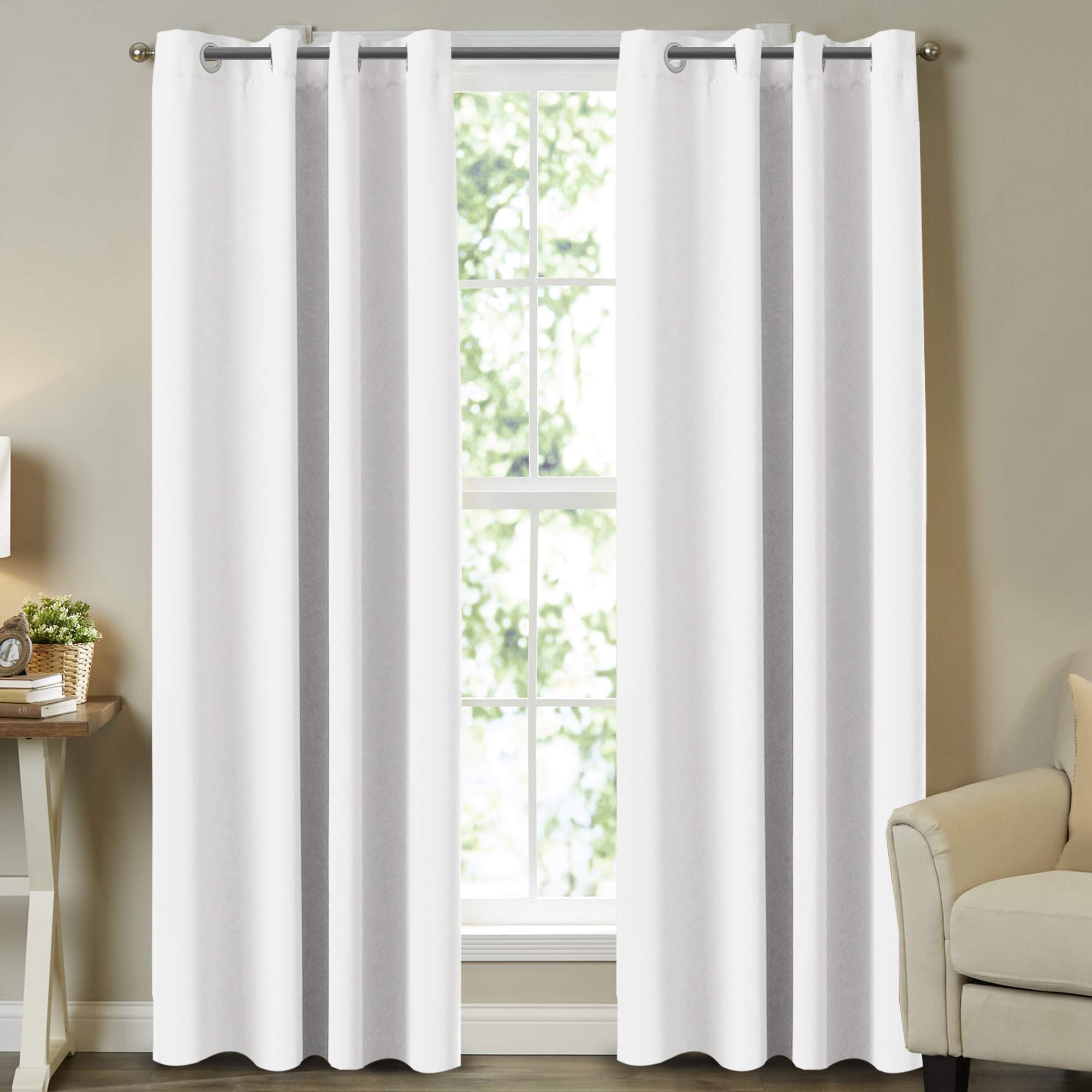 Photo 1 of ****DIRTY**** White Curtains 108 Inch Length Room Darkening Curtains for Bedroom 2 Panel White Window Curtain Panels, Grommet Top Insulated Drapes for Living Room, 2 Panels, 52W x 108L, Pure White