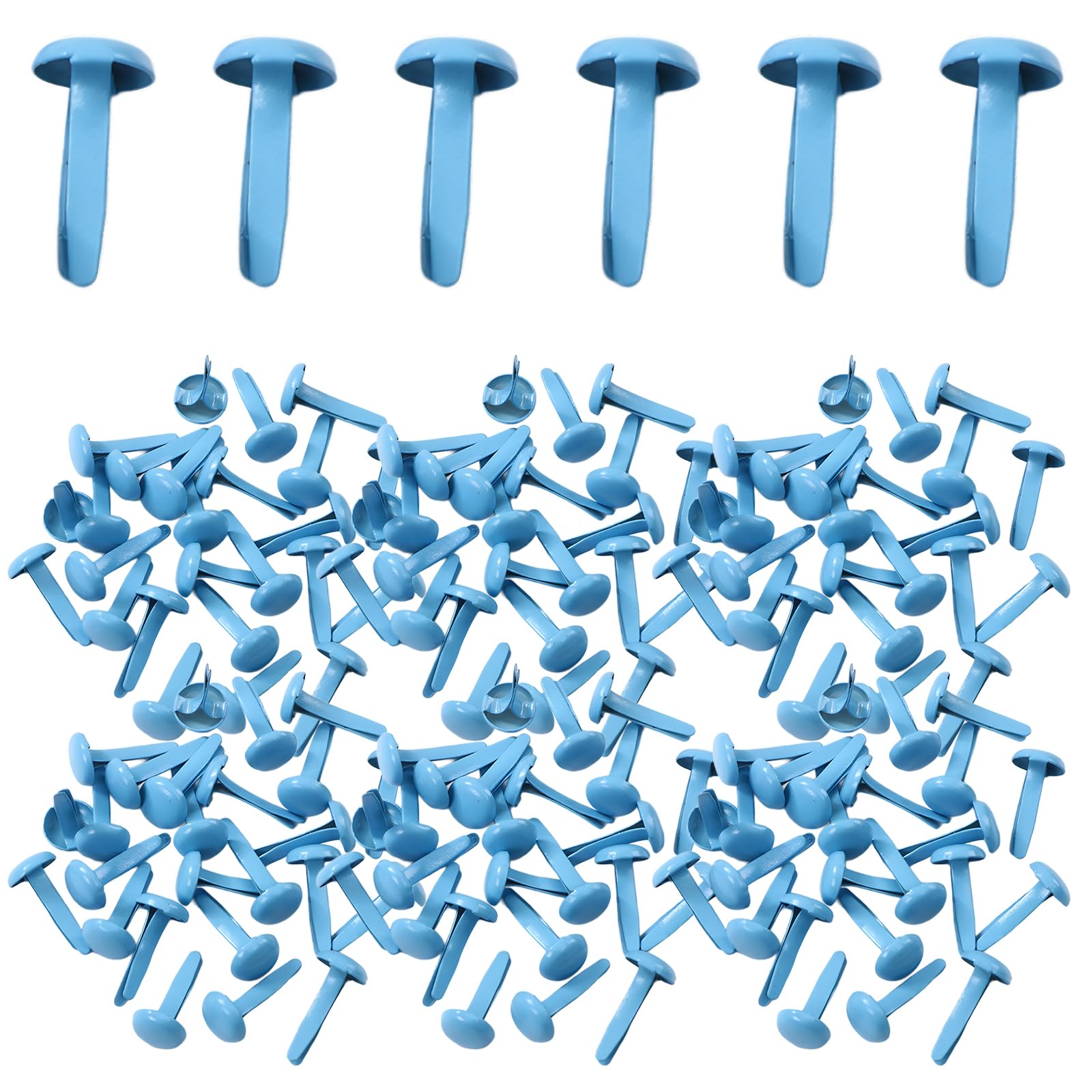 Leliafleury 300Pcs Round Brads 8mm x 15mm Metal Paper Fasteners Blue Split Pins for DIY Crafts Making