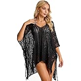 FeelfunFeather Swimwear Cover Up for Women,V-Neck Summer Beach Swimsuit for Pool,Sea,Party(Knit or Lace Bathing Suit CoverUp)