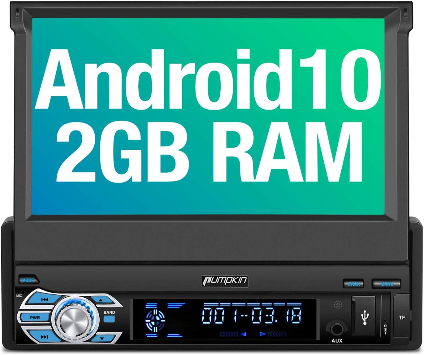 PUMPKIN Single Din Android 10 Car Stereo with GPS, WiFi, Built-in DSP, Support Android Auto, Backup Camera, SD/USB, 7…