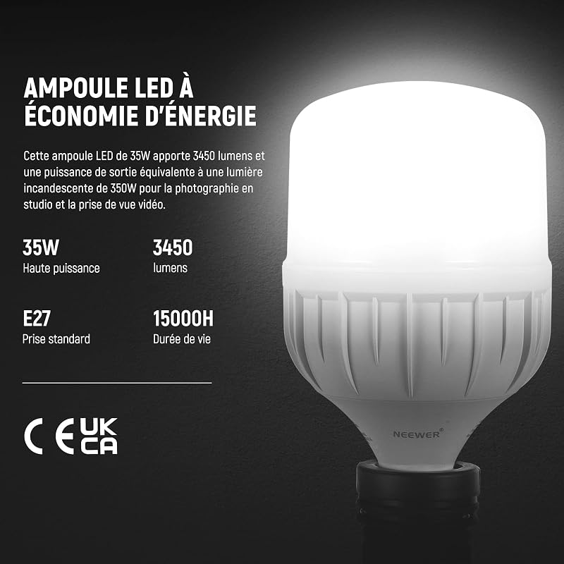 700W Kit d'éclairage équivalent, 3 Ampoules LED 5700K, 24x24 inches Softboxes avec Douille E26, Kit d'éclairage Continu pour la Photographie, équipement de Studio Photo