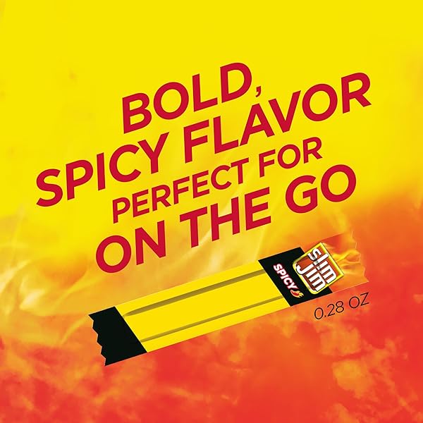 SLIM JIM SMOKED MEAT STICKS, SPICY FLAVOR, 6G PROTEIN PER SERVING, SNACK SIZE, 0.28 OZ. (14 COUNT)