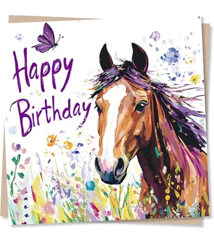 The Best Card Companybirthday Card With Envelope Large 8 5 X 11 Inch Cool Happy Bday Greeting Card For Kids Adults Aspirations Horse J 7076 Hbdg