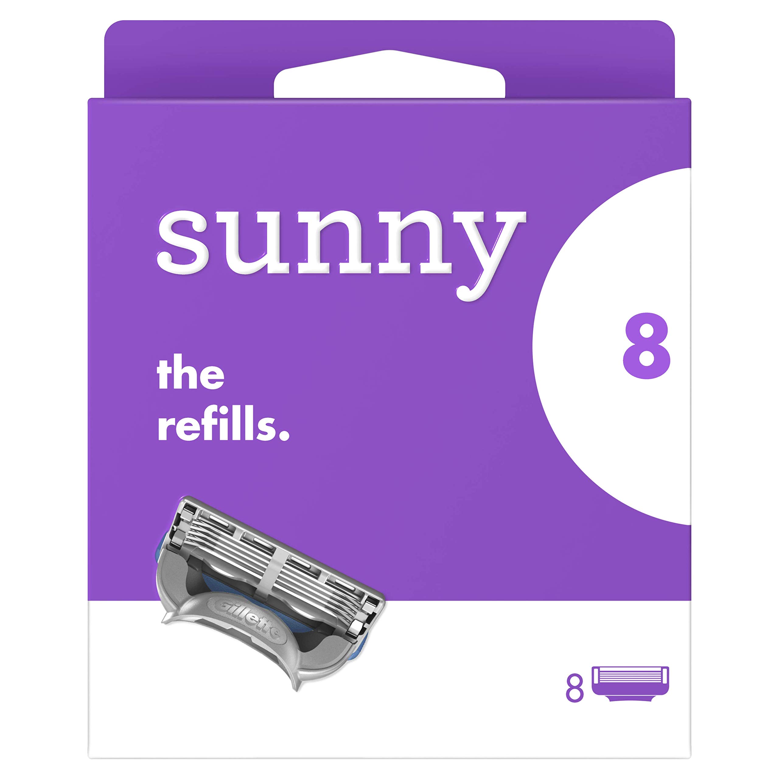 Sunny Razor Blades Women, Pack of 8 Razor Blade Refills with Lubricated Strip, 100% Recyclable