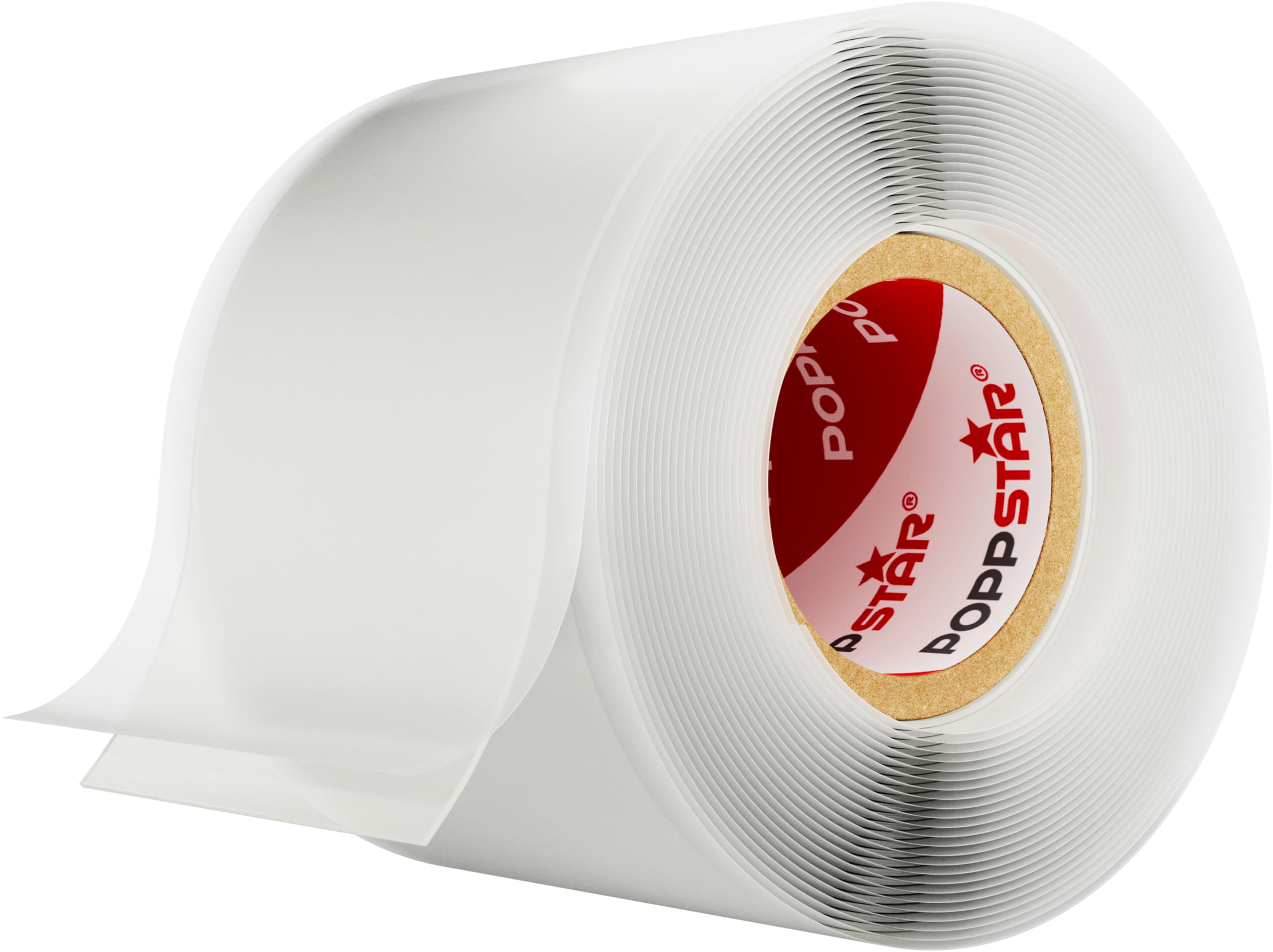 POPPSTAR Self-Fusing Silicone Band, Silicone Tape, 3m x 38mm, Sealing & Insulating Strip (water-tight, air-tight), transparent, 1 Roll