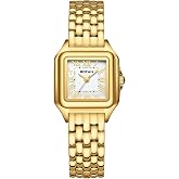 BOFAN Small Gold Watches for Women Easy Reader Ladies Quartz Wrist Watch with Stainless Steel Band,Roman Dial,Water Resistant,Bracelet Adjuster Included