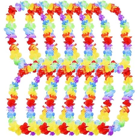 Hawaiian Leis,10 Stück Hawaiian Blumenkette Tropisch Halskette mit Blumen Mehrfarbig Blumenketten Hawaiikette Halskette für K