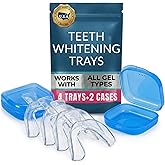 Teeth Whitening Trays for Gel 4 Pc Moldable Flexible Guards with 2 Cases | Compatible with Opalescence Gel Custom Trim to Fit Reusable Tooth Bleaching Carbamide Peroxide Remineralization Enamel Safe