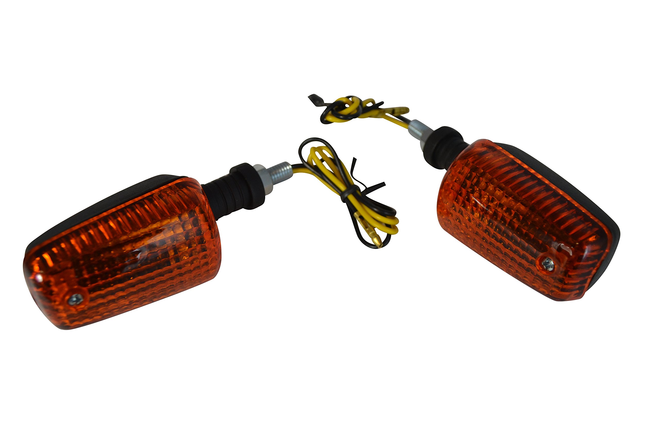 Alchemy Parts Indicators for Motorbikes Quads ATVs & Trikes - 10W Bulb - Black with Amber lens (1 Pair)