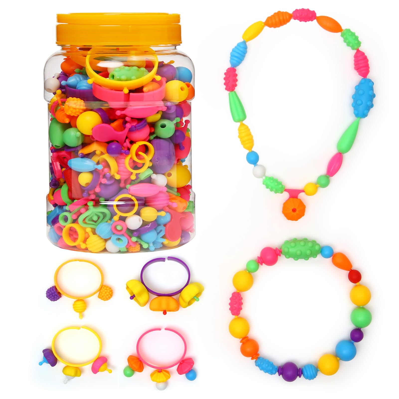BESKIT 400 Pcs Pop Snap Beads Set, Girls Creative DIY Jewelry Kit for Age 3 4 5 6 7 8 Years Old