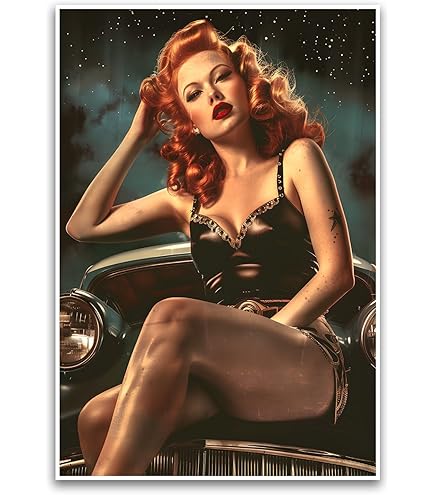 Amazon.com: Vintage Pin-Up Girl Poster - Retro Art Wall Decor