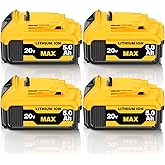 20V 5000mAh Battery Replacement for Dewalt 20V Battery Compatible with DCB206 DCB200 DCB201 DCB204 20 Volt Lithium-Ion MAX DC