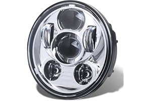 Tugwuetlwu 5-3/4 5.75 Inch LED Motorcycle Headlight Compatible with Harley Davidson Sportster Dyna Street Bob Low Rider Wide Glide Iron 883 1200 Softail Triple Headlamp