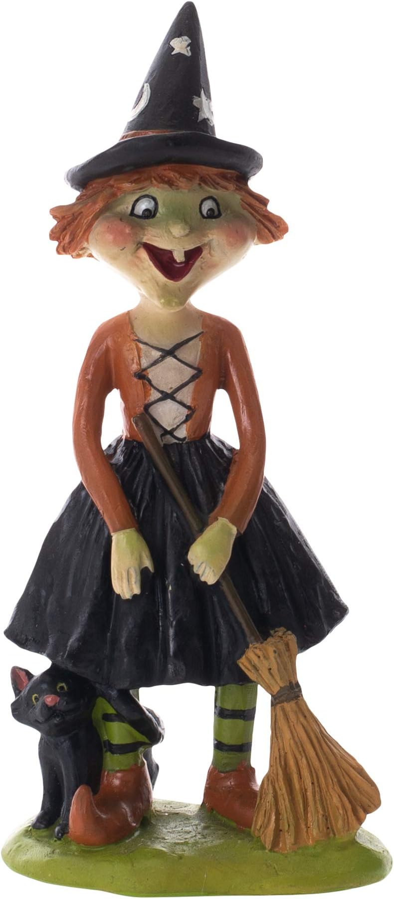 CFF Kitty Hollow Witch Midnight Black 7 x 3 Resin Stone Halloween Figurine