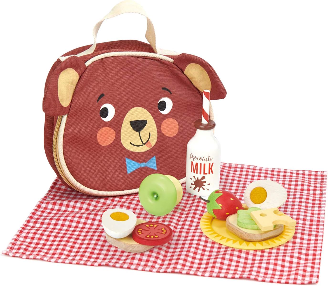 Tender Leaf Toys - Little Bear's Picnic - Pretend Food Play Wooden Picnic Set with Food, Tablecloth and Lunch Bag - Encourage Outdoor Role Play and Develops Social Skills for Children 3+